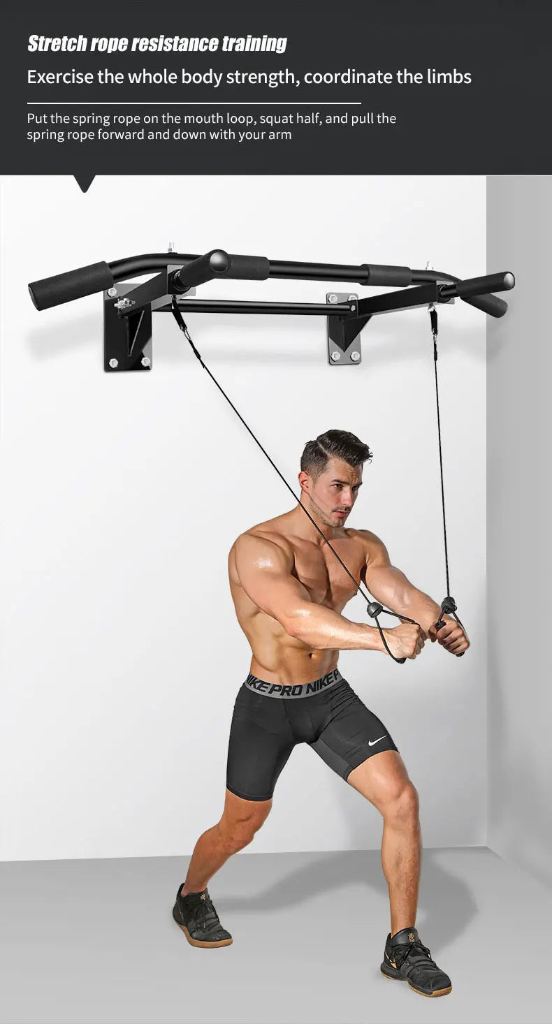 Wall-Mounted Pull-Up Bar-Drill Installation, Home Gym Equipment for Indoor Fitness, Chin-Up Bar for Strength Training （Black、）