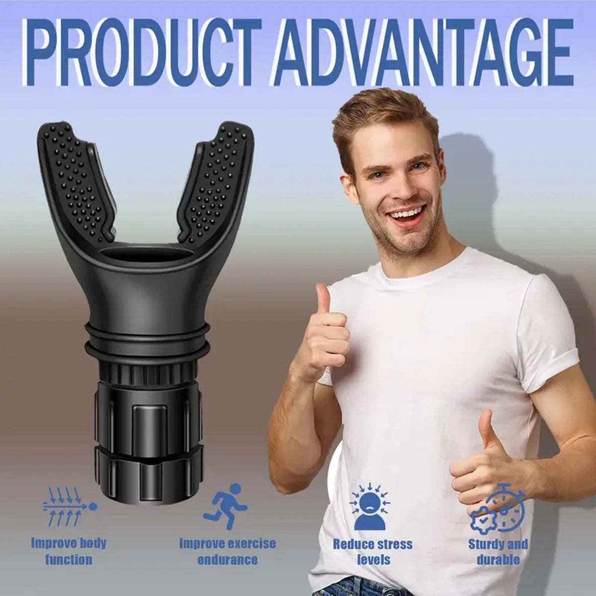 Portable Respiratory Trainer with Adjustable Resistance Ergonomic Blow Mouth for Adults Athletes Gyms Travel Home Exercise - Lun