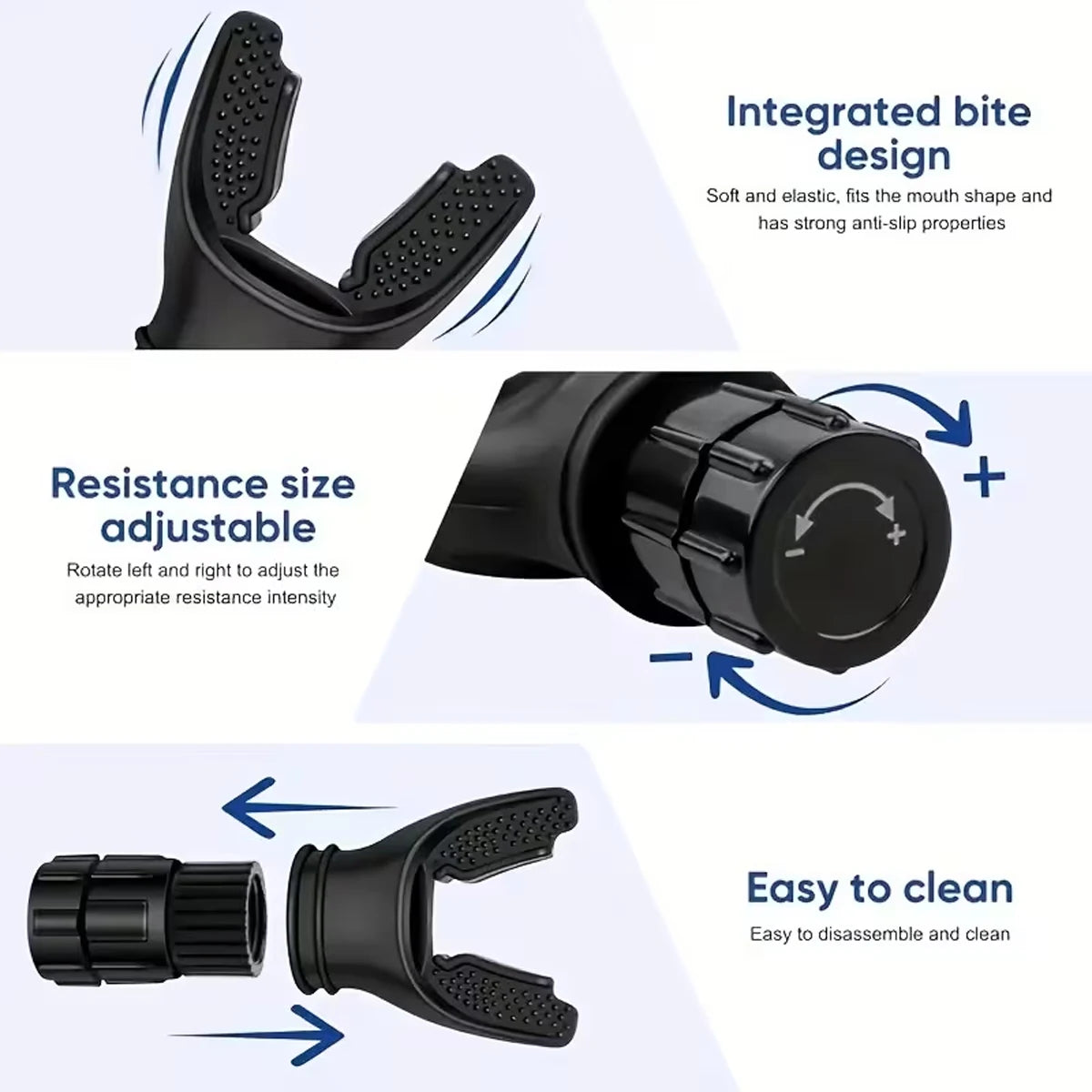 Portable Respiratory Trainer with Adjustable Resistance Ergonomic Blow Mouth for Adults Athletes Gyms Travel Home Exercise - Lun